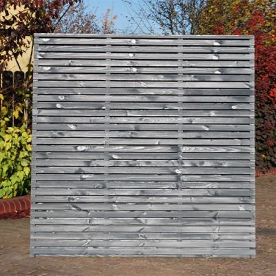 1800x1800mm Grey Painted Contemporary Double Slatted Fence Panel